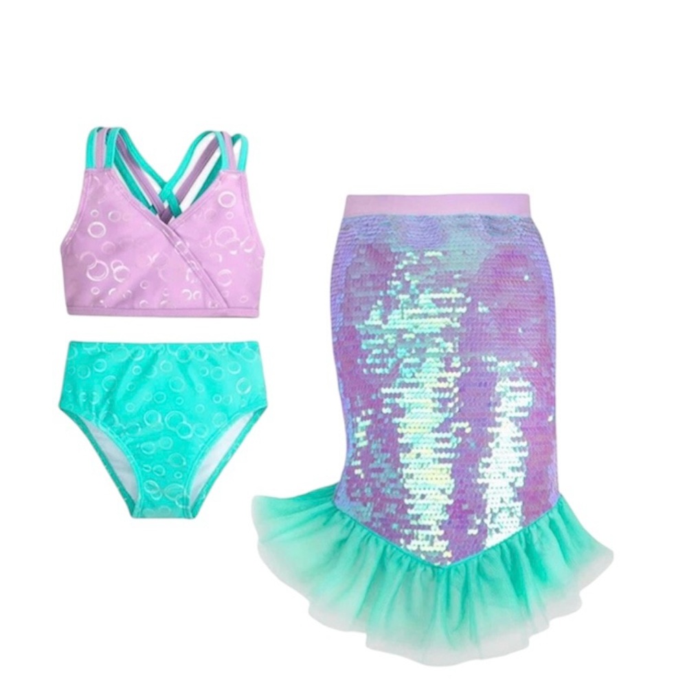 Disney Ariel Deluxe Swimsuit Set for Girls – The Little Mermaid Size Girls 3 - Picture 4 of 4